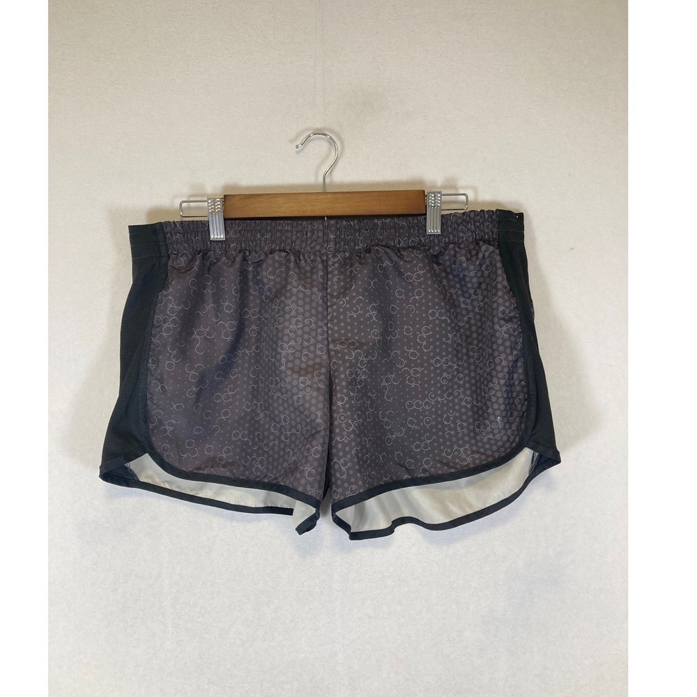 Athletic Danskin Now Womens XL Black Gray Geometric‎ Print Mesh Running Shorts
